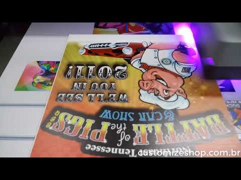 Impressora UV 6090 imprimindo quadro de MDF