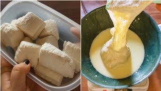 طريقة عمل الجبنه الموتزريلا الاقتصادية ❗بمكون واحد بس حولت الجبنه القريش لجبنه موتزريلا  مطاطية 👌