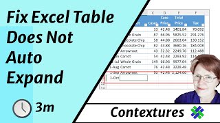 Excel Table Does Not Expand Automatically