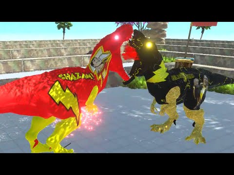 SHAZAM T REX vs BLACK ADAM DEATH RUN - Animal Revolt Battle Simulator