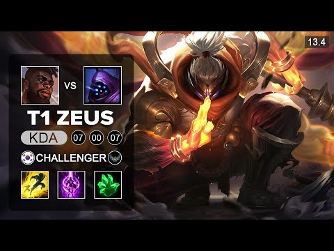 T1 Zeus Jax vs K'Sante Top - KR Challenger - Patch 13.4 Season 13