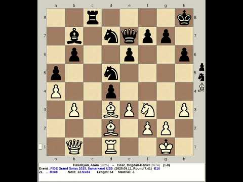 Hakobyan, Aram vs Deac, Bogdan Daniel | FIDE Grand Swiss Chess 2025, Samarkand Uzbekistan