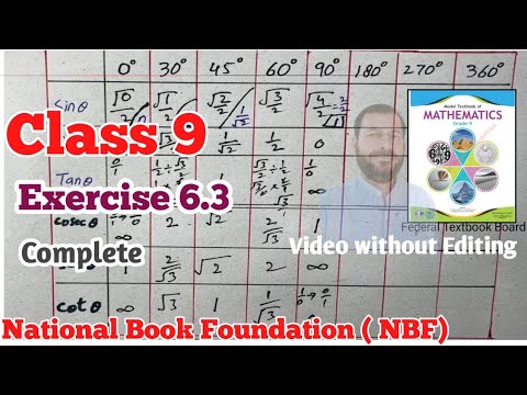 Class 9 exercise 6.3 NBF Maths Ex 6.3 national book foundation maths | Trigonometric Ratios
