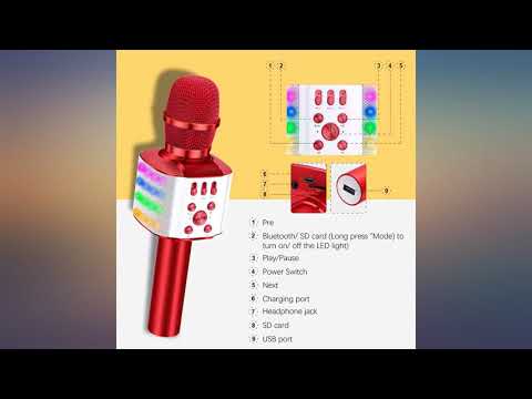 BONAOK Wireless Bluetooth Karaoke Microphone with Flashing Lights & USB Dancing review