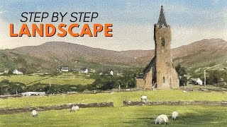 Landscape Watercolor Painting Tutorial - Step by Step