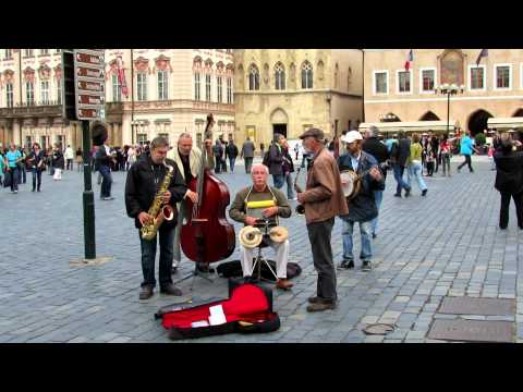 Prague Jazz Near Jan Hus Statue Old town Square