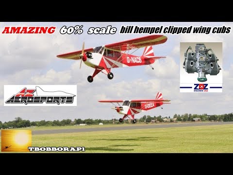 AMAZING 60% SCALE RC CUBS DUO DISPLAY OF CLOSE & MIRROR FLYING AZ AEROSPORTS LMA RAF COSFORD - 2019