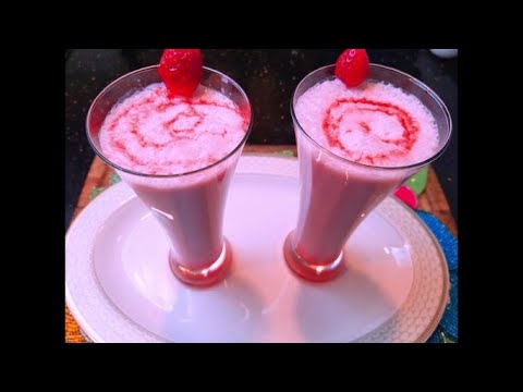 How to make Strawberry Milkshake / Recipe for Strawberry Milkshake / Sasmita's Strawberry Milkshake