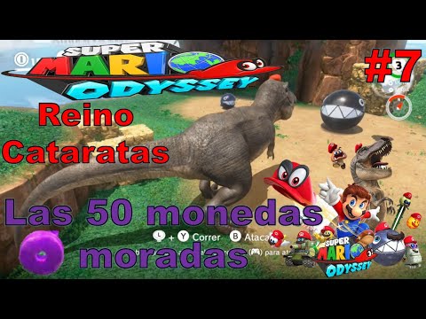 ¡Las 50 monedas moradas, un paseo turístico por el reino cataratas! #07 Super Mario Odyssey español.