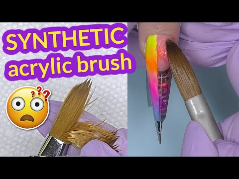 Synthetic Acrylic Brush by Modelones | Rainbow Acrylic Design on Coffin Nails