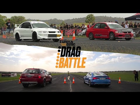 AWD Drag Battle Shootout - Audi RS3 vs Barra Territory vs Monster Evos