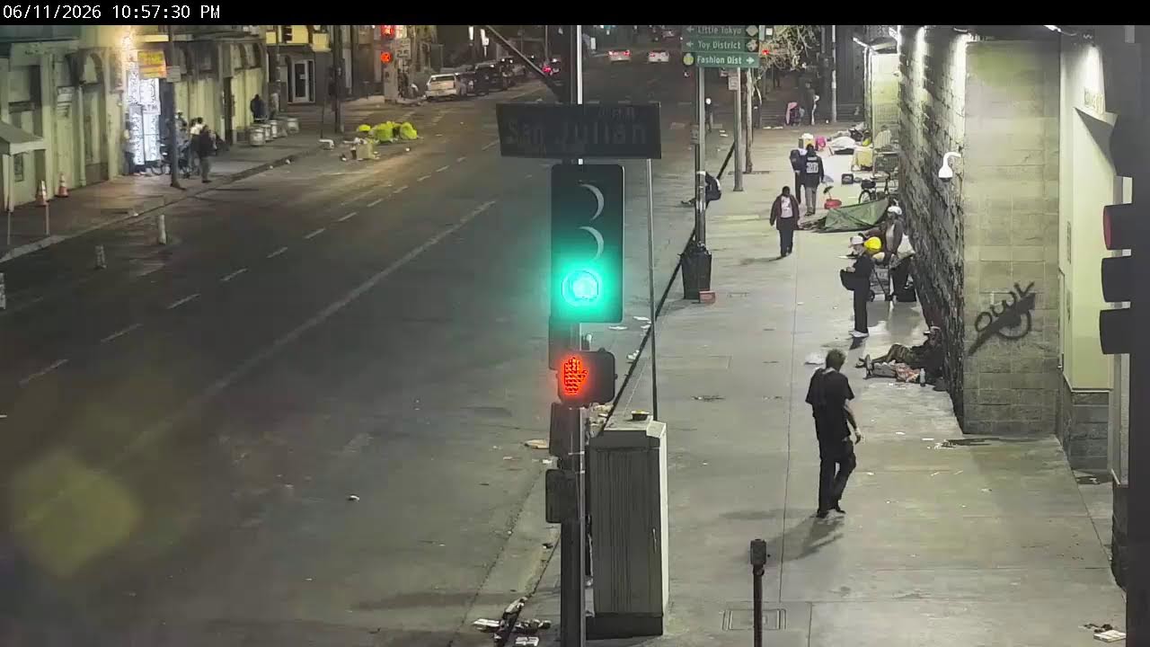 Live webcam view of San Julian Street Live Cam, Skid Row