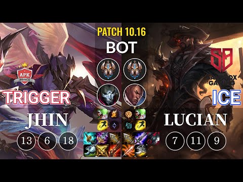 APK Trigger Jhin vs SB Ice Lucian Bot - KR Patch 10.16