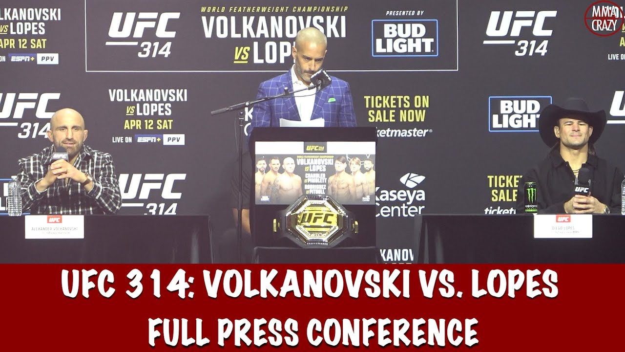 UFC 314 Press Conference: Paddy Pimblett, Michael Chandler, Bryce Mitchell, Jean Silva, Volkanovski