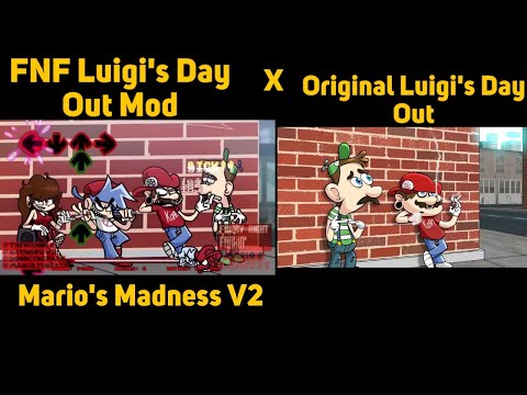 Original Vs FNF Luigi's Day Out | MARIO'S MADNESS V2 (FNF Luigi / Mario.EXE)