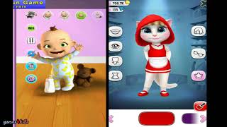 MY TALKING BABY BABSY and MY TALKING cat ANGELA funny video for kids