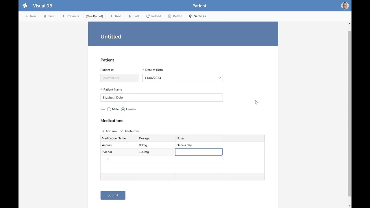 Visual DB — How to create a master-detail form