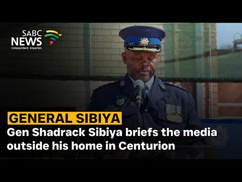 General Shadrack Sibiya briefs the media outside his home in Centurion