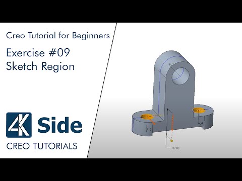 Basic 3D Modeling Exercise for Beginners in Creo - Exercise #09 | Creo Tutorial - Sketch Region