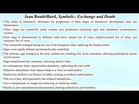 5.3.2 Jean Baudrillard, "Symbolic: Exchange and Death"