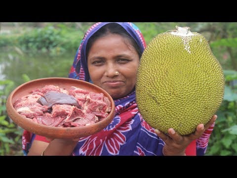 Farm Fresh Yummy Jackfruit Recipe Awesome Cooking Beef With Fresh Jackfruit Curry Village Food Video