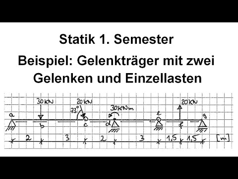 Statik 1. Semester - Beispiel 2: Gelenkträger mit zwei Gelenken und Einzellasten