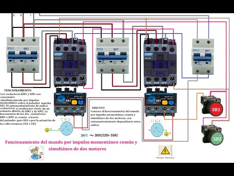 Funcionamiento del mando por impulso momentáneo común y simultáneo de dos motores