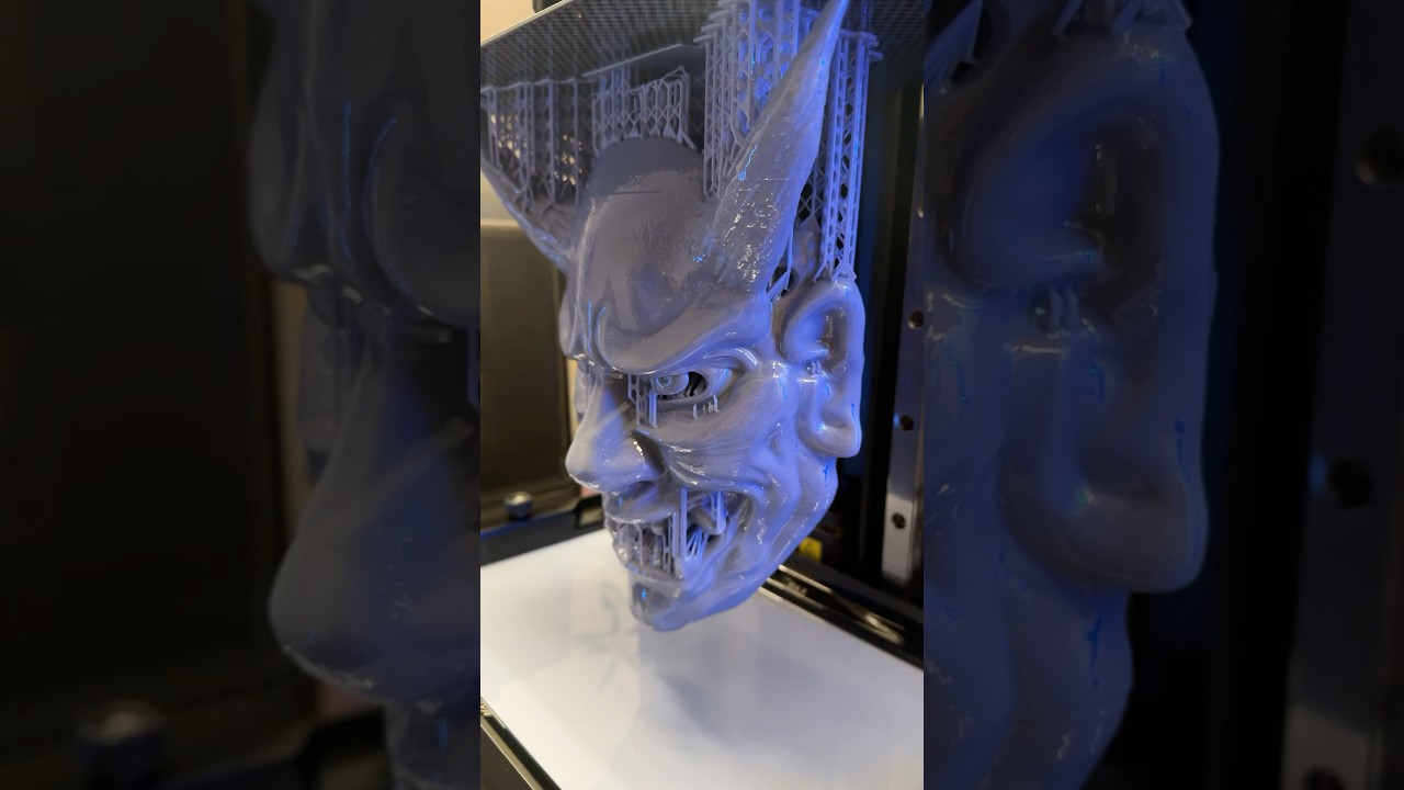 Hannya mask 3D printer with tough resin on Photon Mono M7 Max. @einstarofficial  Vega 3D scanner