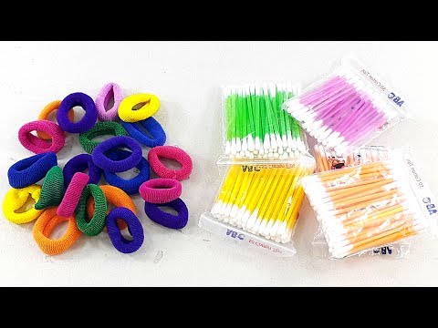Amazing craft idea with Cotton buds & Hair rubber bands | DIY arts and crafts | Diy home deco