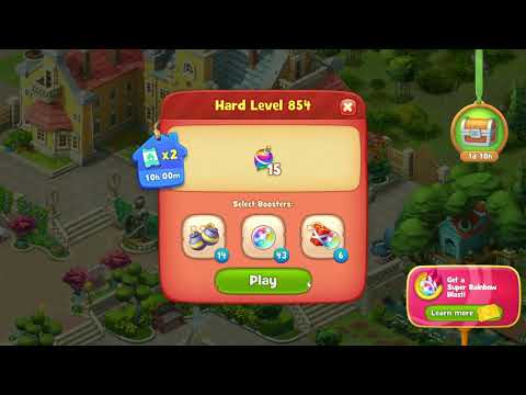 Gardenscapes 854 Hard Level - 17 moves - NO BooSTERS