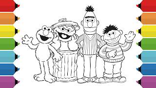 Coloring Sesame Street Characters Coloring Pages | Elmo, Oscar, Bert & Ernie