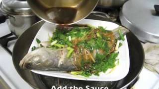 Simple Steamed Fish with Ginger, Shallots and Greens