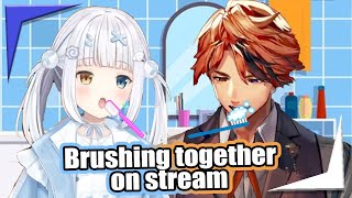 Roberu gets Mea to brush her teeth by talking about kissing【Holostars EngSub】