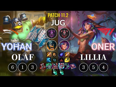 HLE yoHan Olaf vs T1 Oner Lillia Jungle - KR Patch 11.2
