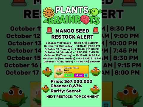 *BE FAST* MANGO PLANTS VS BRAINROTS RESTOCK ALERT !! #alert #mango #gaming #roblox