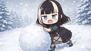 らでんが雪だるま作りに挑戦した結果･･･【儒烏風亭らでん切り抜き】 #regloss　#儒烏風亭らでん　#aiイラスト　＃生成動画AI