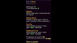 Legendary Rock Pet Acquired On Hypixel Skyblock