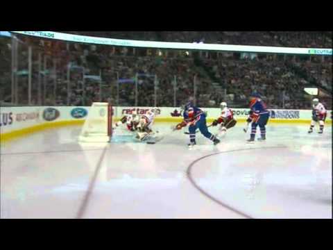 Jordan Eberle 1st NHL Goal vs Calgary Flames 10/07/10