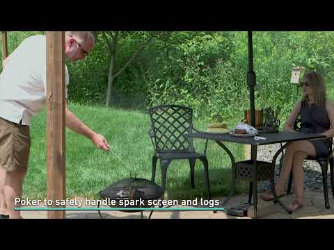 Elegant 19 Inch Round Steel Wood Burning Fire Pit in Black By Ultimate Patio Video