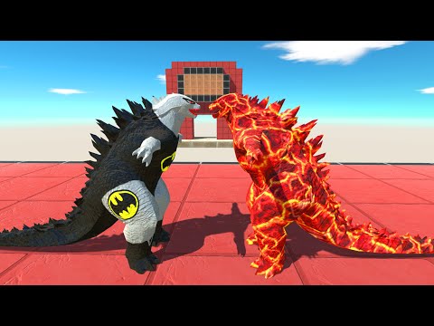 Monster Godzilla 2014 Lava Vs Team Batman Godzilla 2014 Death run -Animal Revolt Battle Simulator