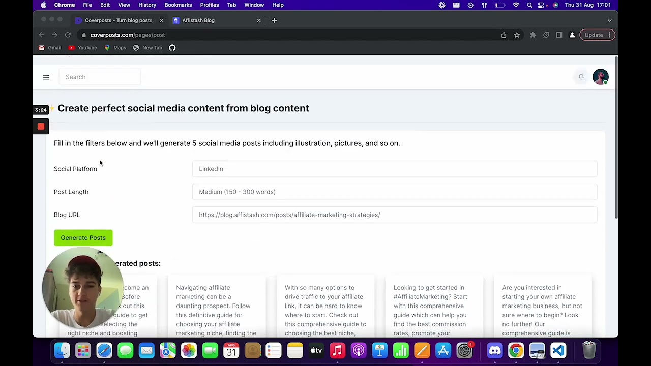 Coverposts demo video