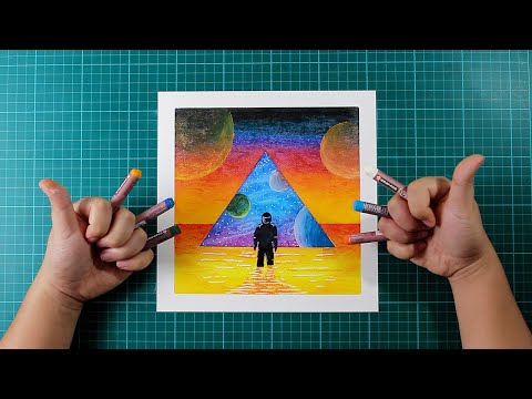 Daily Challenge #37 - Creating a Dreamy Cosmo Traveler Art using Oil Pastel for Beginners