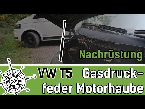 Retrofitting a VW T5 gas spring on the hood || SOUND BOX ON TOUR