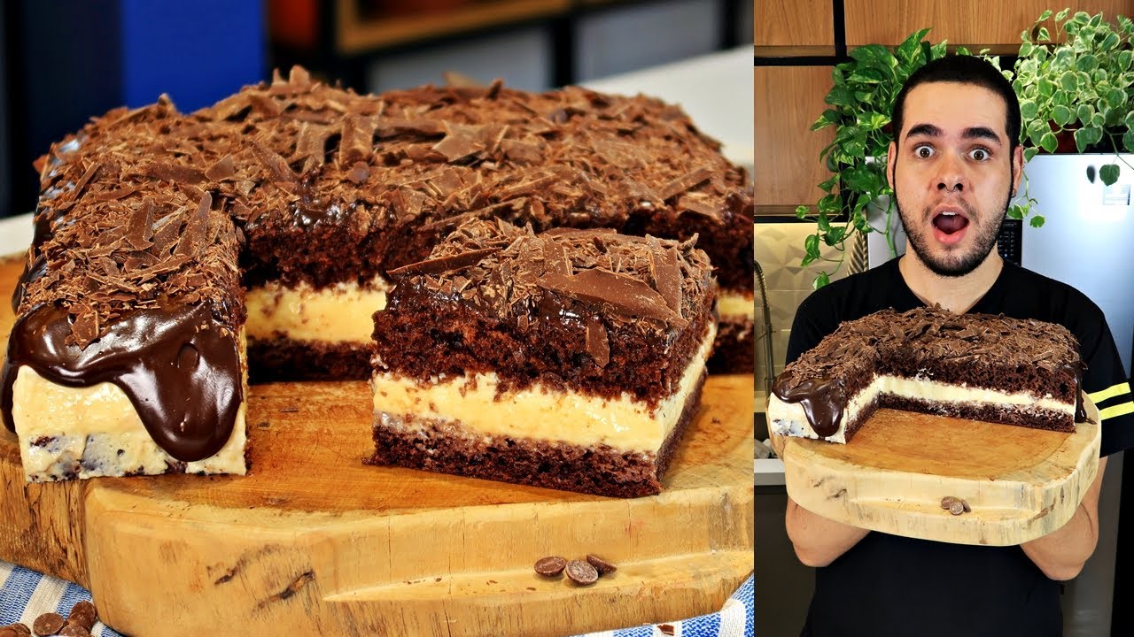 BOLO DE CHOCOLATE COM MOUSSE DE MARACUJÁ NA TRAVESSA | SUPER FÁCIL E DELICIOSO