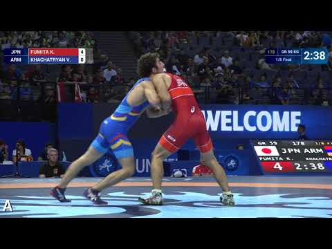 1/8 GR - 59 kg: K. FUMITA (JPN) df. V. KHACHATRYAN (ARM) by VSU, 8-0