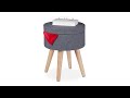 Pouf coiffeuse rond avec fonction table Marron - Gris - Bois manufacturé - Matière plastique - 37 x 46 x 37 cm