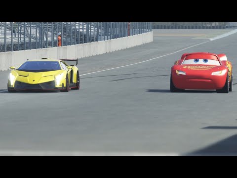 Lightning McQueen vs Lamborghini Veneno at Laguna Seca