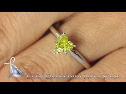 FD-077 - 0.64 Carat Fancy Yellow Heart Shape Diamond Engagement Ring Solitaire 14k Gold