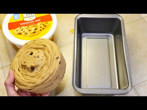Entire tub of cookie dough baked in a bread pan..