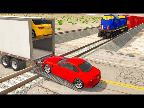 Trains vs Lava Crosses Road and Double Rails